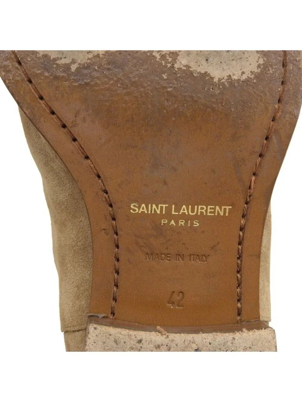 Saint Laurent Paris Suede Side Gore Boots Beige